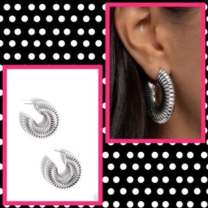 2/$10 Paparazzi Spontaneous Spirals - Silver Hoop Earrings